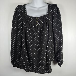 NWT Draper James Women's Allover Geo Print Long Sleeve Squareneck Top Size S